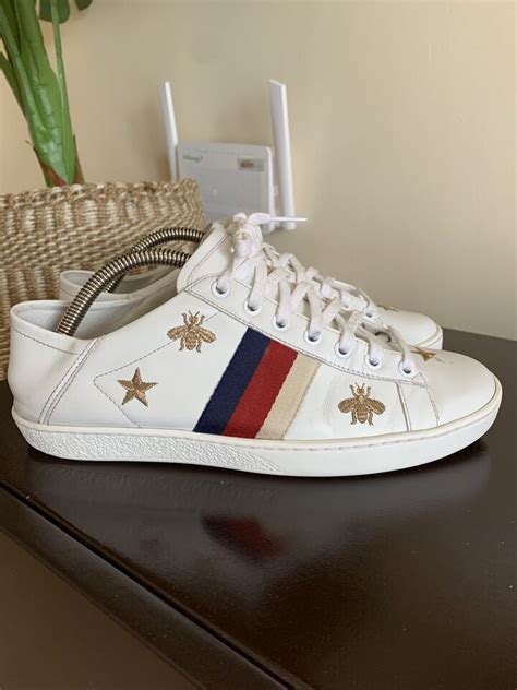 Gucci Ace Bee Sylvie Logo Leather Women 498205 Sneakers 